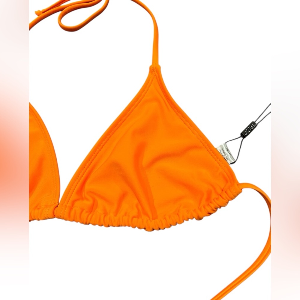 🧡Ocean Blues Neon Orange Triangle String Bikini Top - Picture 3 of 8
